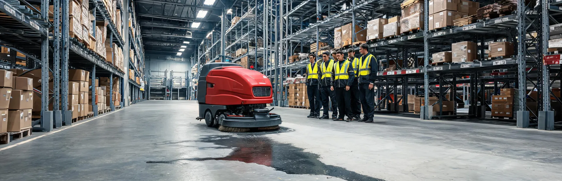 Hako scrubber demonstration on a warehouse route